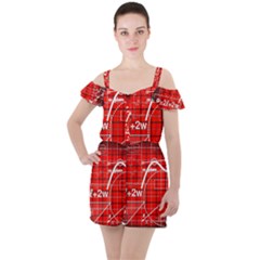 Geometry Mathematics Cube Ruffle Cut Out Chiffon Playsuit