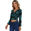 Ornament District Turquoise Long Sleeve V-Neck Top View2