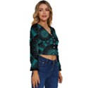 Ornament District Turquoise Long Sleeve V-Neck Top View3