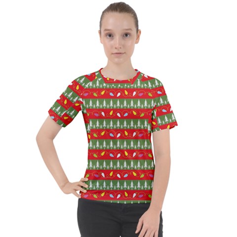 Christmas Papers Red And Green Women s Sport Raglan Tee by Ndabl3x