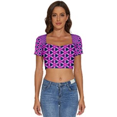 Digital Art Artwork Abstract Short Sleeve Square Neckline Crop Top 