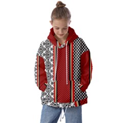 Background Damask Red Black Kids  Oversized Hoodie by Ndabl3x