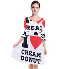 I Love Cream Donut  Quarter Sleeve Waist Band Dress