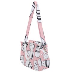 Cute Cats Cartoon Seamless-pattern Rope Handles Shoulder Strap Bag