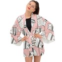 Cute Cats Cartoon Seamless-pattern Long Sleeve Kimono View1