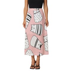 Cute Cats Cartoon Seamless-pattern Classic Midi Chiffon Skirt