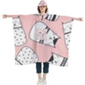 Cute Cats Cartoon Seamless-pattern Women s Hooded Rain Ponchos View1