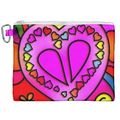 Stained Glass Love Heart Canvas Cosmetic Bag (xxl) by Vaneshart