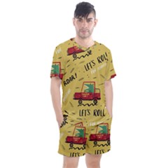 Childish-seamless-pattern-with-dino-driver Men s Mesh Tee And Shorts Set