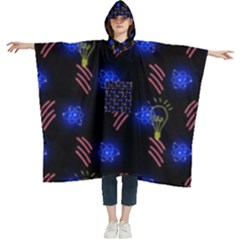 Background Pattern Graphic Women s Hooded Rain Ponchos