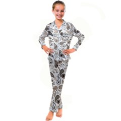 Paisley Pattern Background Graphic Kids  Satin Long Sleeve Pajamas Set