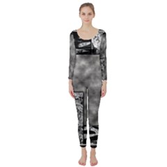 Background Pattern Geometric Design Long Sleeve Catsuit