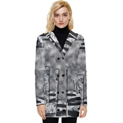 Background Pattern Geometric Design Button Up Hooded Coat 