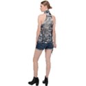 Background Pattern Geometric Design Halter Asymmetric Satin Top View2