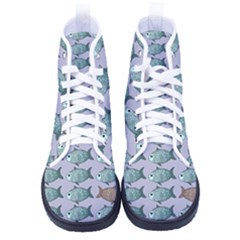 Fishes Pattern Background Theme Art Women s High-top Canvas Sneakers