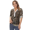 Zebra Abstract Background Zip Up Long Sleeve Blouse View2