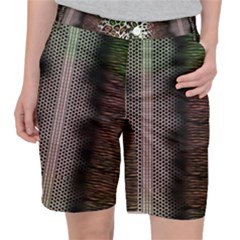 Leopard Animal Shawl Honeycomb Women s Pocket Shorts