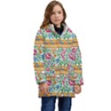 Flower Fabric Design Kids  Hooded Longline Puffer Jacket View1