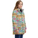 Flower Fabric Design Kids  Hooded Longline Puffer Jacket View2