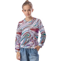 Abstract Background Ornamental Kids  Long Sleeve Tee With Frill 