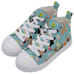 Chihuahua Bubble Kawaii Boba Tea Cute Dog Kids  Mid-top Canvas Sneakers