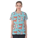 Corgis On Teal Women s Cotton Tee View1