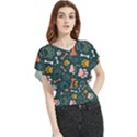 Dog Paw Colorful Fabrics Digitally Butterfly Chiffon Blouse View1