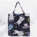 Space Cat Illustration Pattern Astronaut Grocery Tote Bag View2