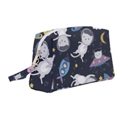 Space Cat Illustration Pattern Astronaut Wristlet Pouch Bag (medium) by Wav3s