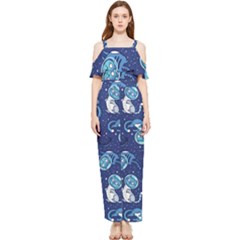 Cat Spacesuit Space Suit Astronaut Pattern Draped Sleeveless Chiffon Jumpsuit
