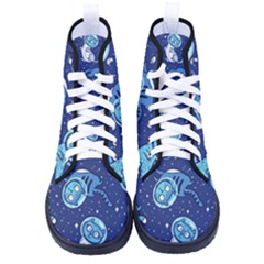 Cat Spacesuit Space Suit Astronaut Pattern Women s High-top Canvas Sneakers by Wav3s