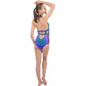 Peacock Feather Fractal Halter Front Plunge Swimsuit View2