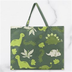Cute Dinosaur Pattern Zipper Large Tote Bag