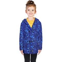 Blue Bubbles Abstract Kids  Double Breasted Button Coat