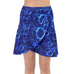 Blue Bubbles Abstract Wrap Front Skirt