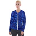 Blue Bubbles Abstract Velvet Zip Up Jacket View1