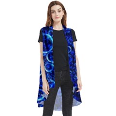 Blue Bubbles Abstract Sleeveless Chiffon Waistcoat Shirt
