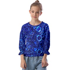 Blue Bubbles Abstract Kids  Cuff Sleeve Top