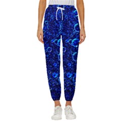 Blue Bubbles Abstract Women s Cropped Drawstring Pants