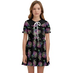 Midnight Noir Garden Chic Pattern Kids  Sweet Collar Dress