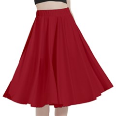 Cranberry Red	 - 	a-line Full Circle Midi Skirt With Pocket