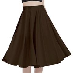Chocolate  Brown	 - 	a-line Full Circle Midi Skirt With Pocket