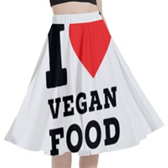 I Love Vegan Food  A-line Full Circle Midi Skirt With Pocket
