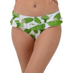 Vegetable Pattern With Composition Broccoli Frill Bikini Bottoms