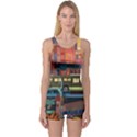 The City Style Bus Fantasy Architecture Art One Piece Boyleg Swimsuit View1