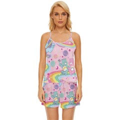Bears Kawaii Pattern Satin Pajama Short Set