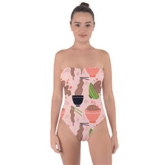 Japanese Street Food Soba Noodle In Bowl Tie Back One Piece Swimsuit