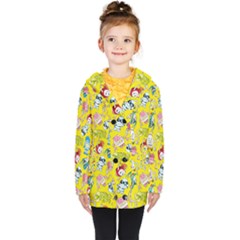 Robot Pattern Lego Kids  Double Breasted Button Coat