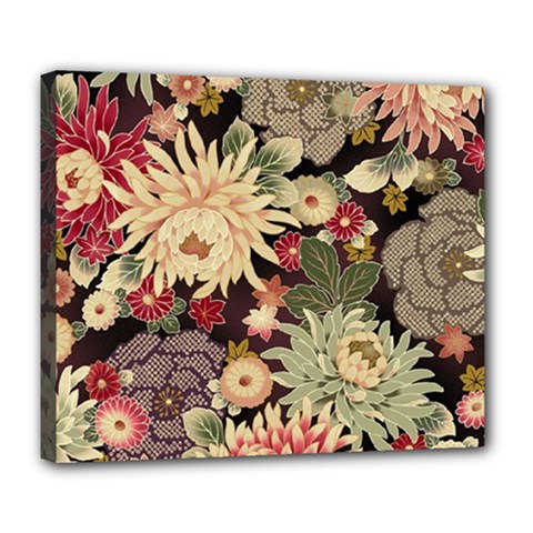 Japanese Flower Art Deluxe Canvas 24  X 20  (stretched)