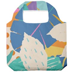 Exotic Leaves Flower Plant And Branches Art Print Botanical Pattern Foldable Grocery Recycle Bag
